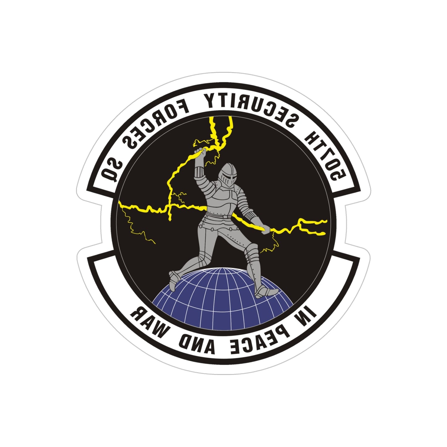 507th Security Forces Squadron (U.S. Air Force) REVERSE PRINT Transparent STICKER-5" × 5"-The Sticker Space