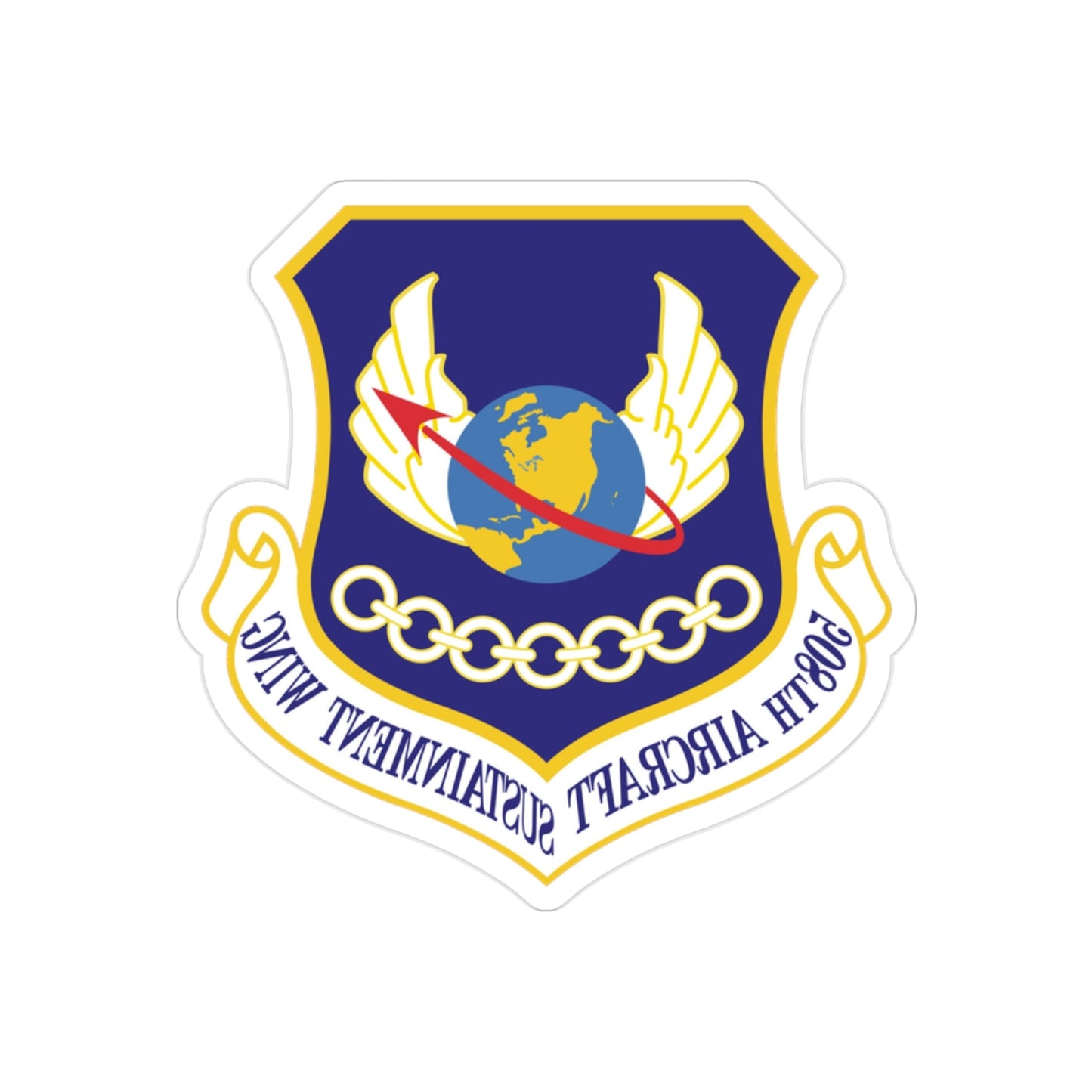 508th Aircraft Sustainment Wing (U.S. Air Force) REVERSE PRINT Transparent STICKER-2" × 2"-The Sticker Space