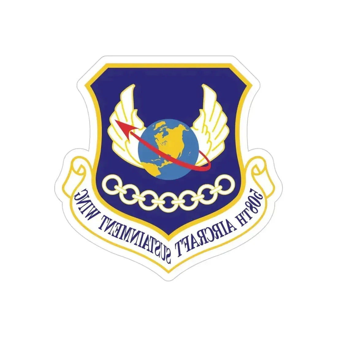 508th Aircraft Sustainment Wing (U.S. Air Force) REVERSE PRINT Transparent Die-Cut STICKER 5 Inch Die-Cut Transparent - The Sticker Space