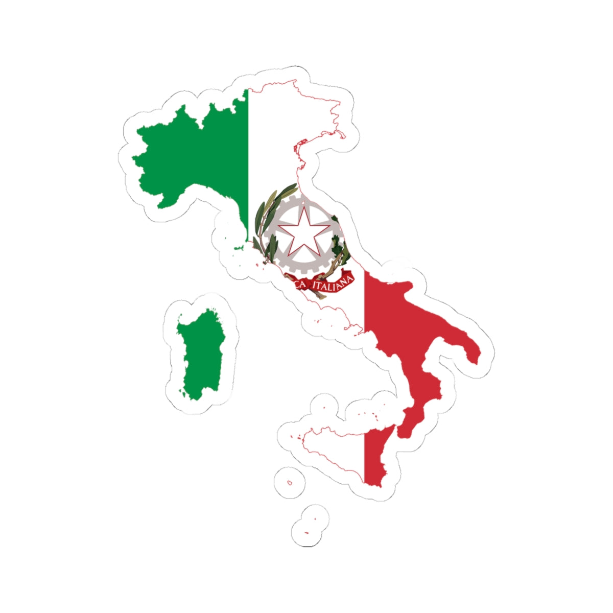 Flag map of Italy State Ensign (Italy) STICKER Vinyl Kiss-Cut Decal