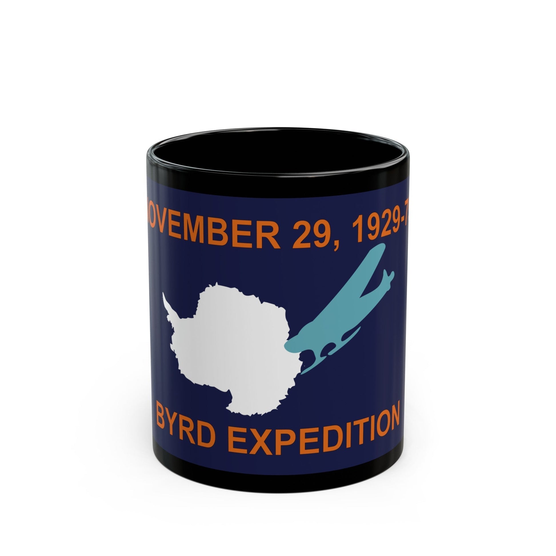 50th Anniversary Commemorative Flag of Byrd's First Antarctic Expedition - Black Coffee Mug-11oz-The Sticker Space