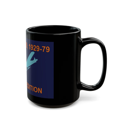 50th Anniversary Commemorative Flag of Byrd's First Antarctic Expedition - Black Coffee Mug-The Sticker Space