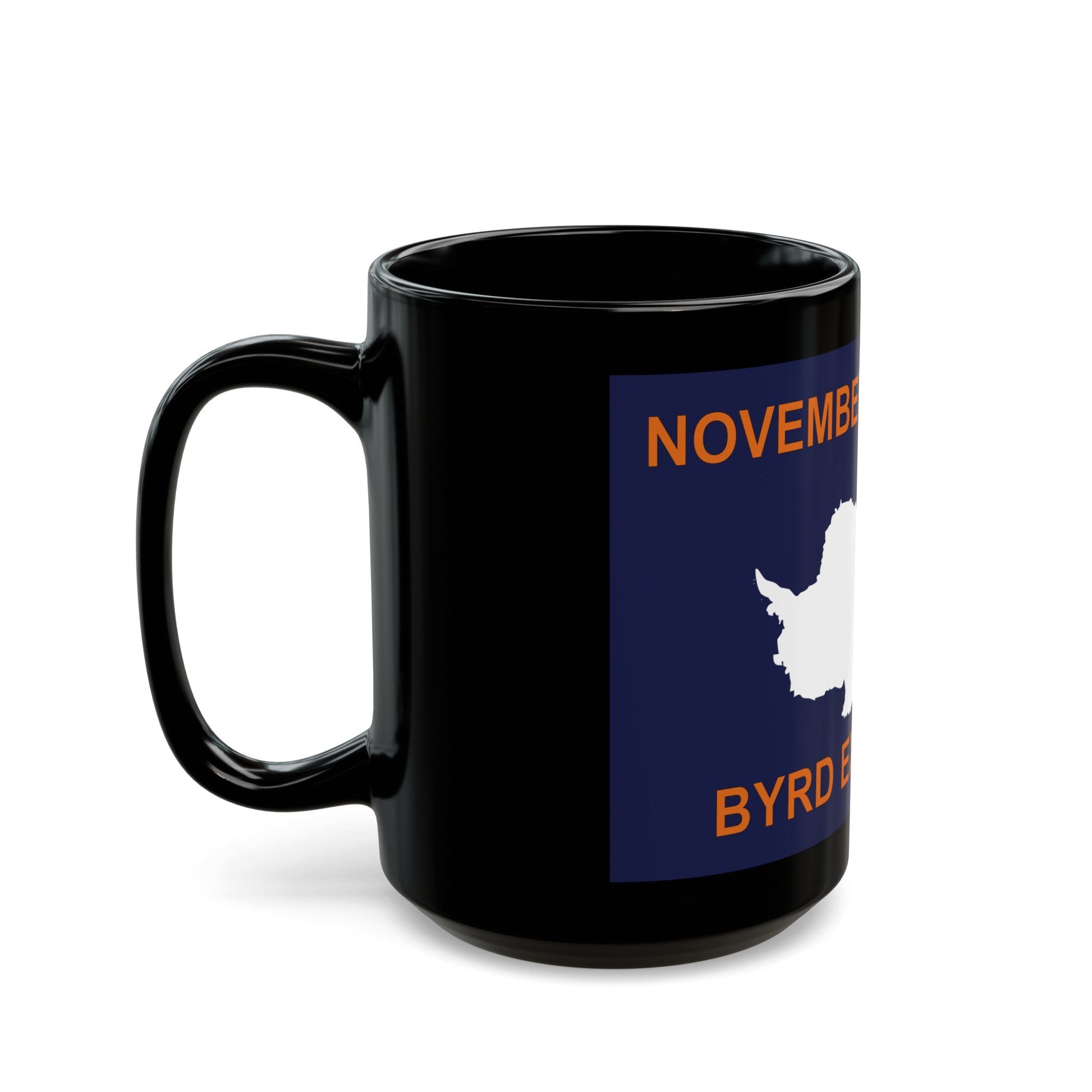 50th Anniversary Commemorative Flag of Byrd's First Antarctic Expedition - Black Coffee Mug-The Sticker Space