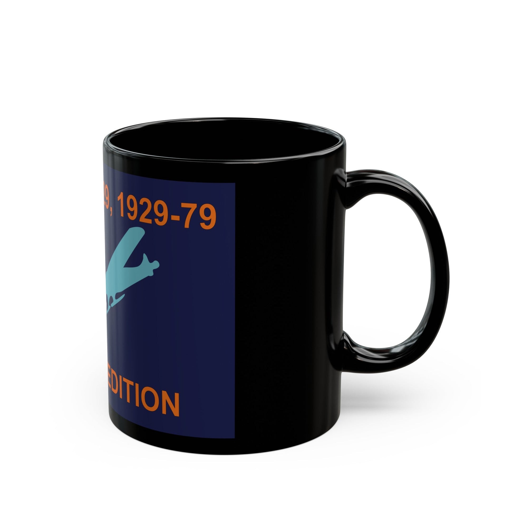 50th Anniversary Commemorative Flag of Byrd's First Antarctic Expedition - Black Coffee Mug-The Sticker Space