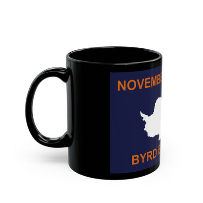 50th Anniversary Commemorative Flag of Byrd's First Antarctic Expedition - Black Coffee Mug-The Sticker Space