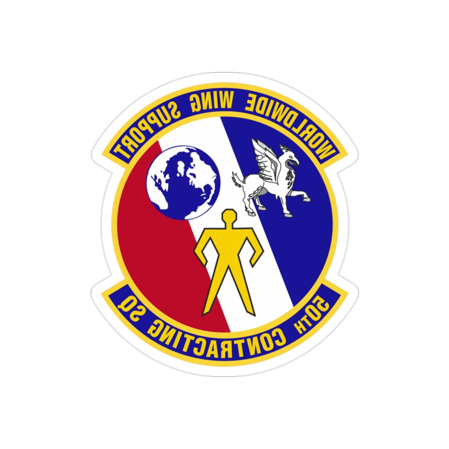 50th Contracting Squadron (U.S. Air Force) REVERSE PRINT Transparent STICKER-2" × 2"-The Sticker Space