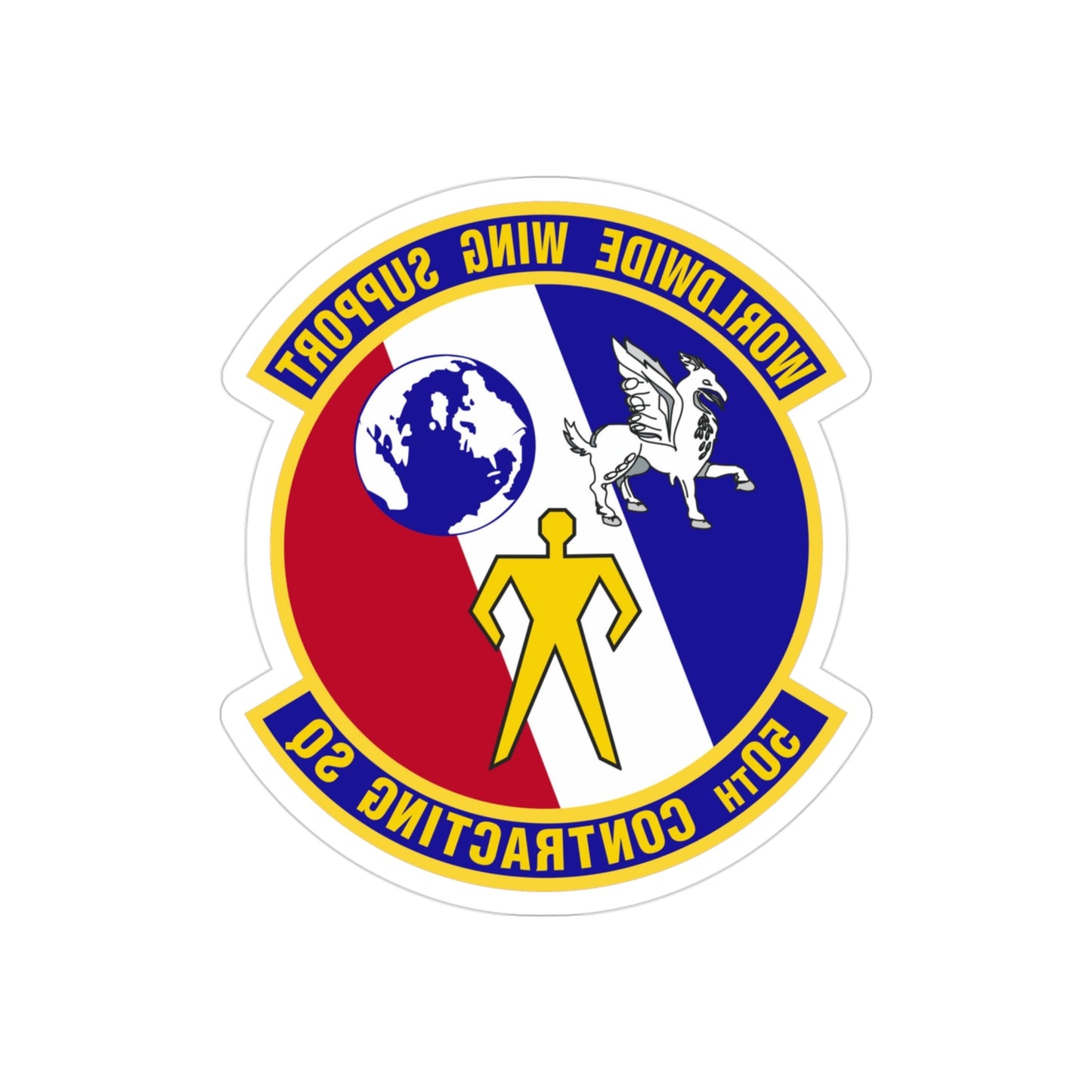 50th Contracting Squadron (U.S. Air Force) REVERSE PRINT Transparent STICKER-3" × 3"-The Sticker Space