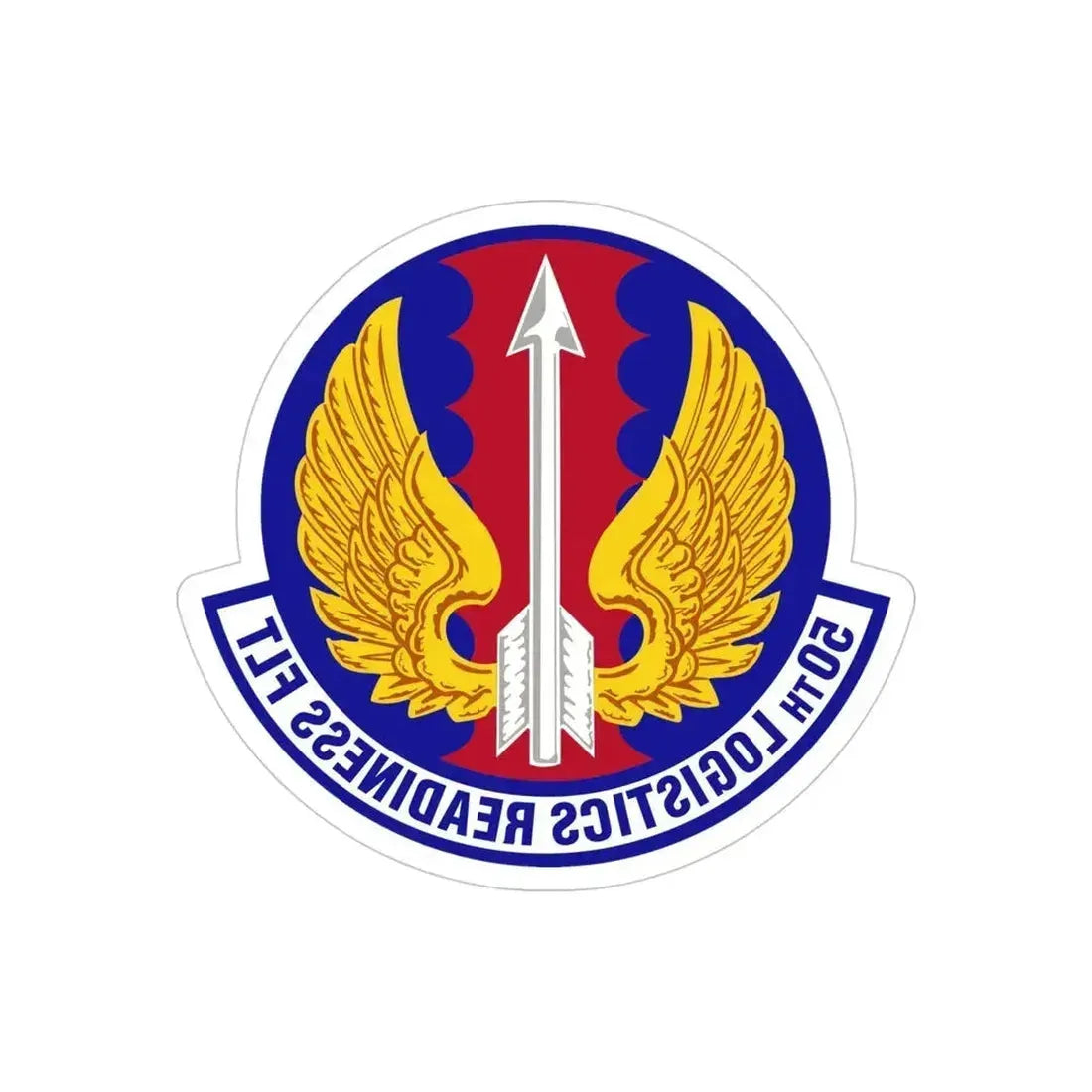50th Logistics Readiness Flight (U.S. Air Force) REVERSE PRINT Transparent Die-Cut STICKER 4 Inch Die-Cut Transparent - The Sticker Space