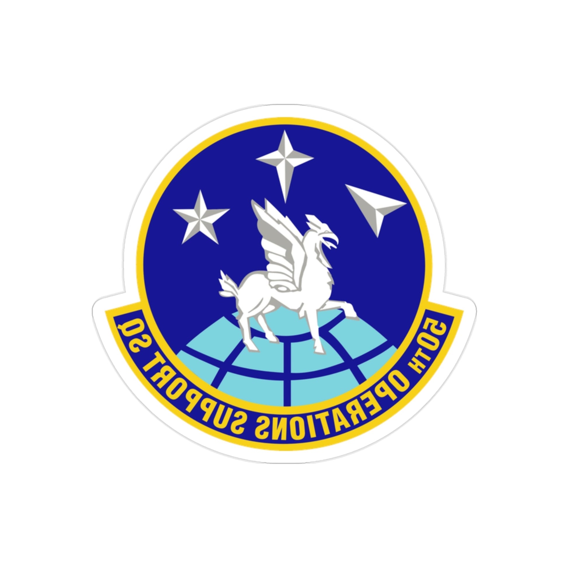 50th Operations Support Squadron (U.S. Air Force) REVERSE PRINT Transparent STICKER-2" × 2"-The Sticker Space