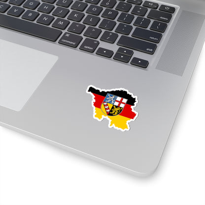 Flag map of Saarland (Germany) STICKER Vinyl Kiss-Cut Decal