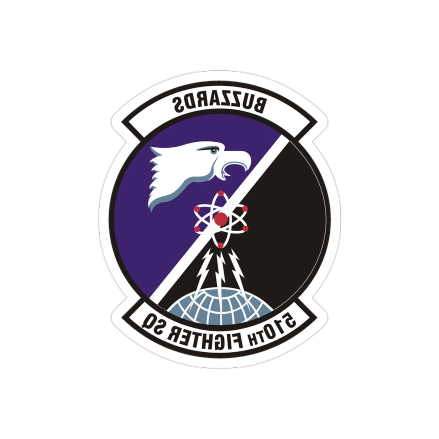 510th Fighter Squadron (U.S. Air Force) REVERSE PRINT Transparent STICKER-2" × 2"-The Sticker Space