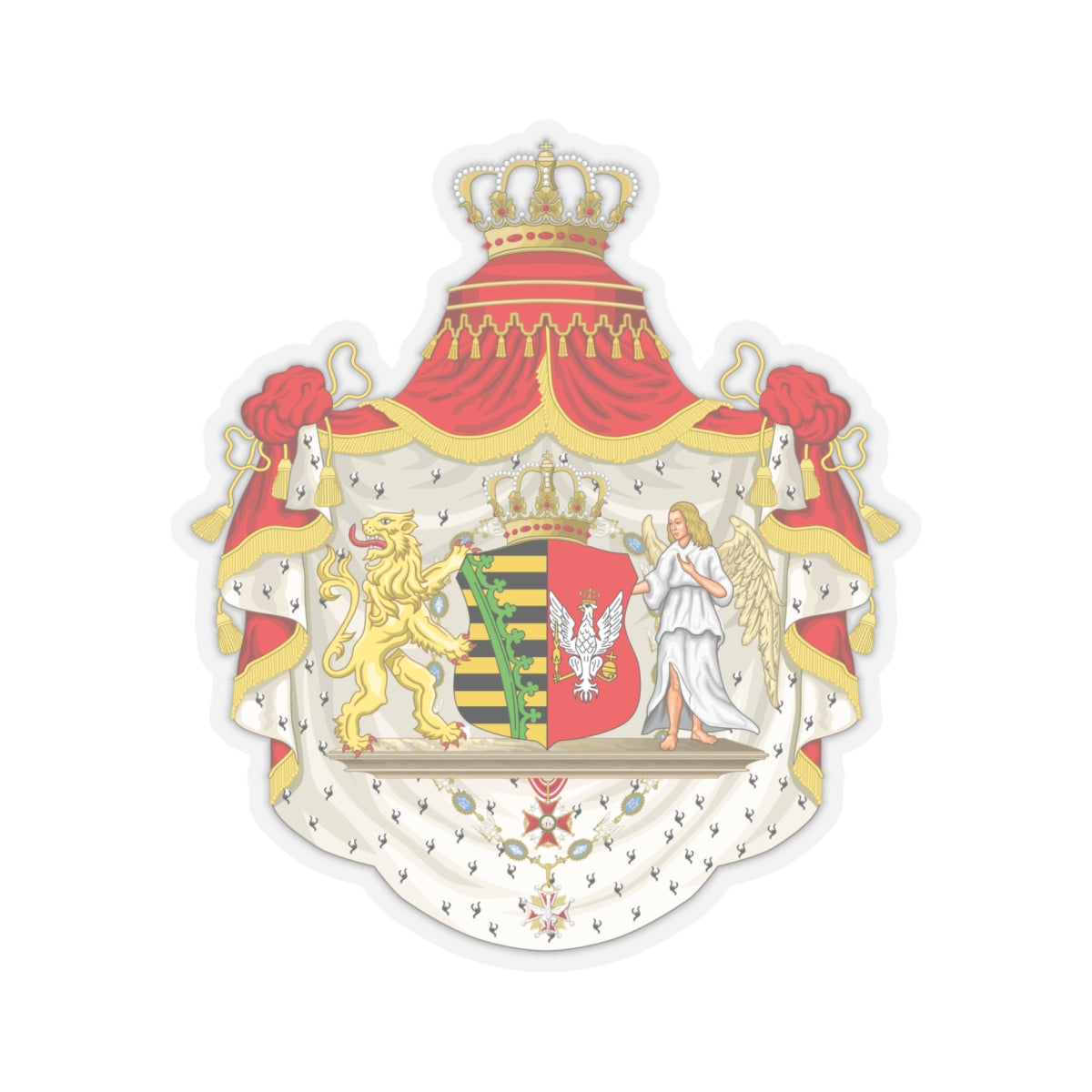Grand Coat of Arms of Duchy of Warsaw - STICKER Vinyl Kiss-Cut Decal