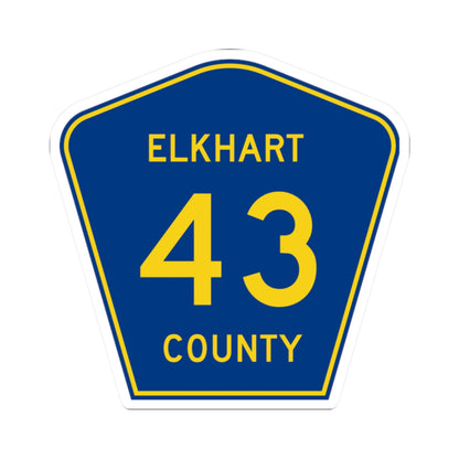 Elkhart County Road 43 IN (Indiana) (Road Sign) STICKER Vinyl Kiss-Cut Decal