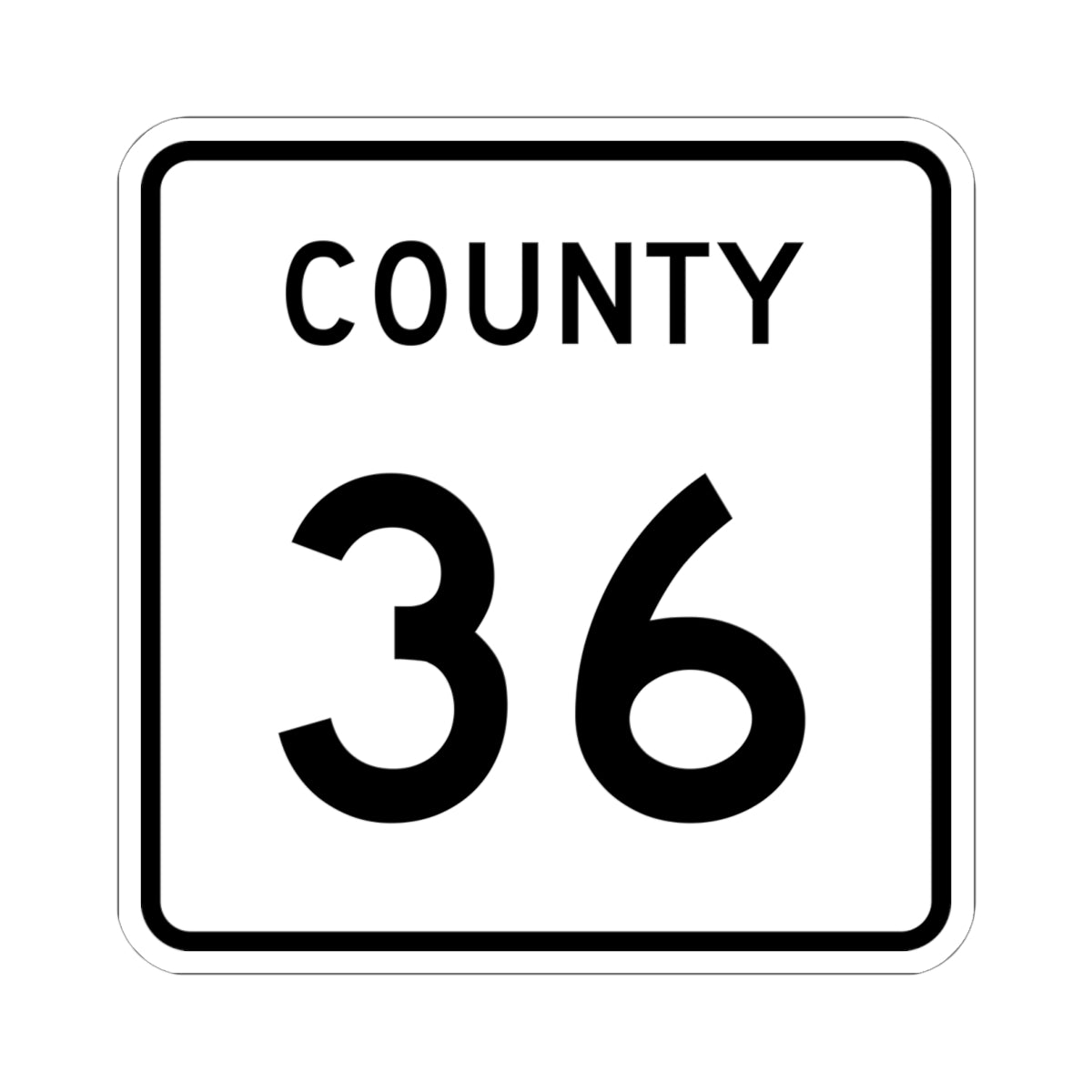 County 36 square (Minnesota) (Road Sign) STICKER Vinyl Kiss-Cut Decal