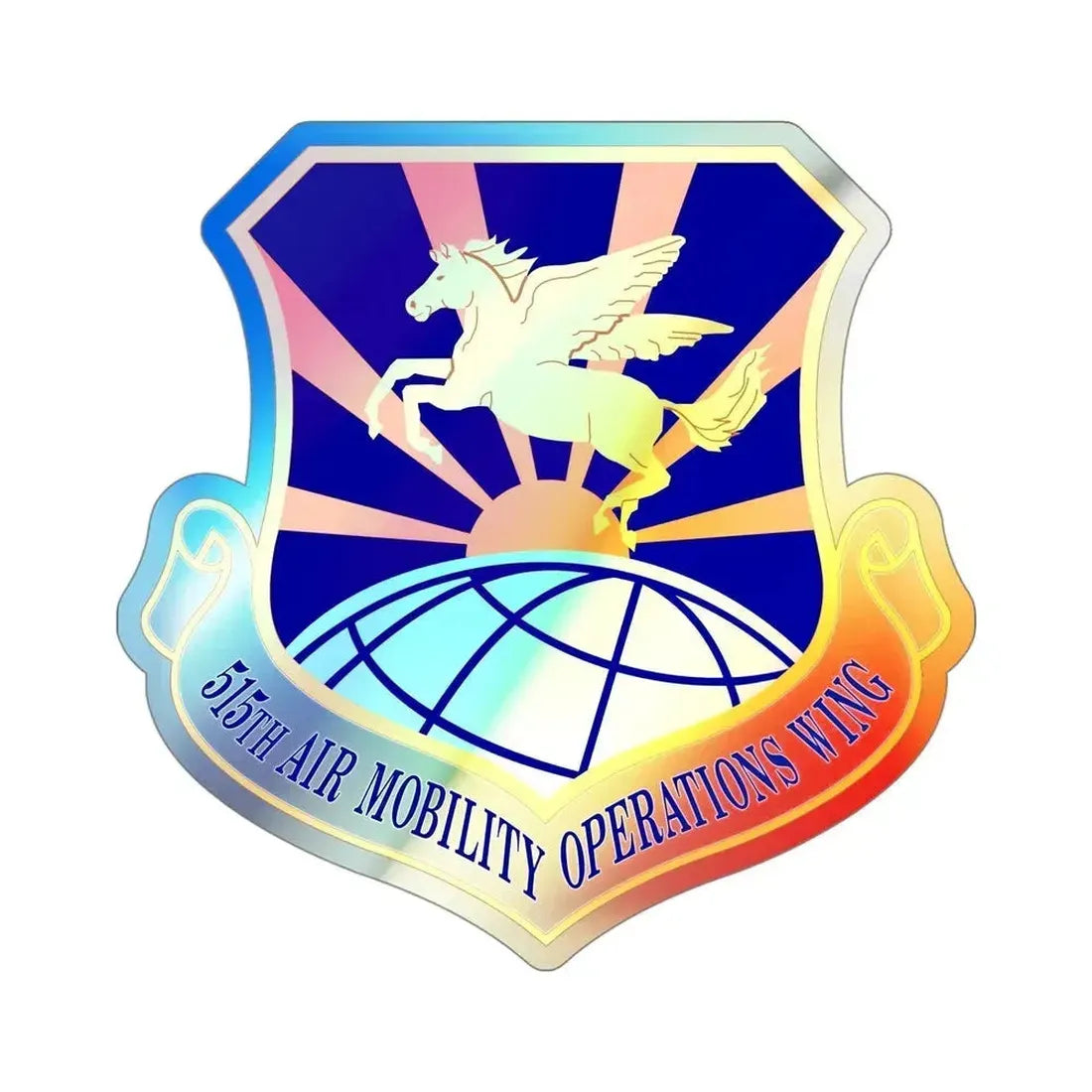 515 Air Mobility Operations Wing AMC (U.S. Air Force) Holographic STICKER Die-Cut Vinyl Decal 4 Inch Holographic - The Sticker Space