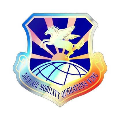 515 Air Mobility Operations Wing AMC (U.S. Air Force) Holographic STICKER Die-Cut Vinyl Decal 6 Inch Holographic - The Sticker Space