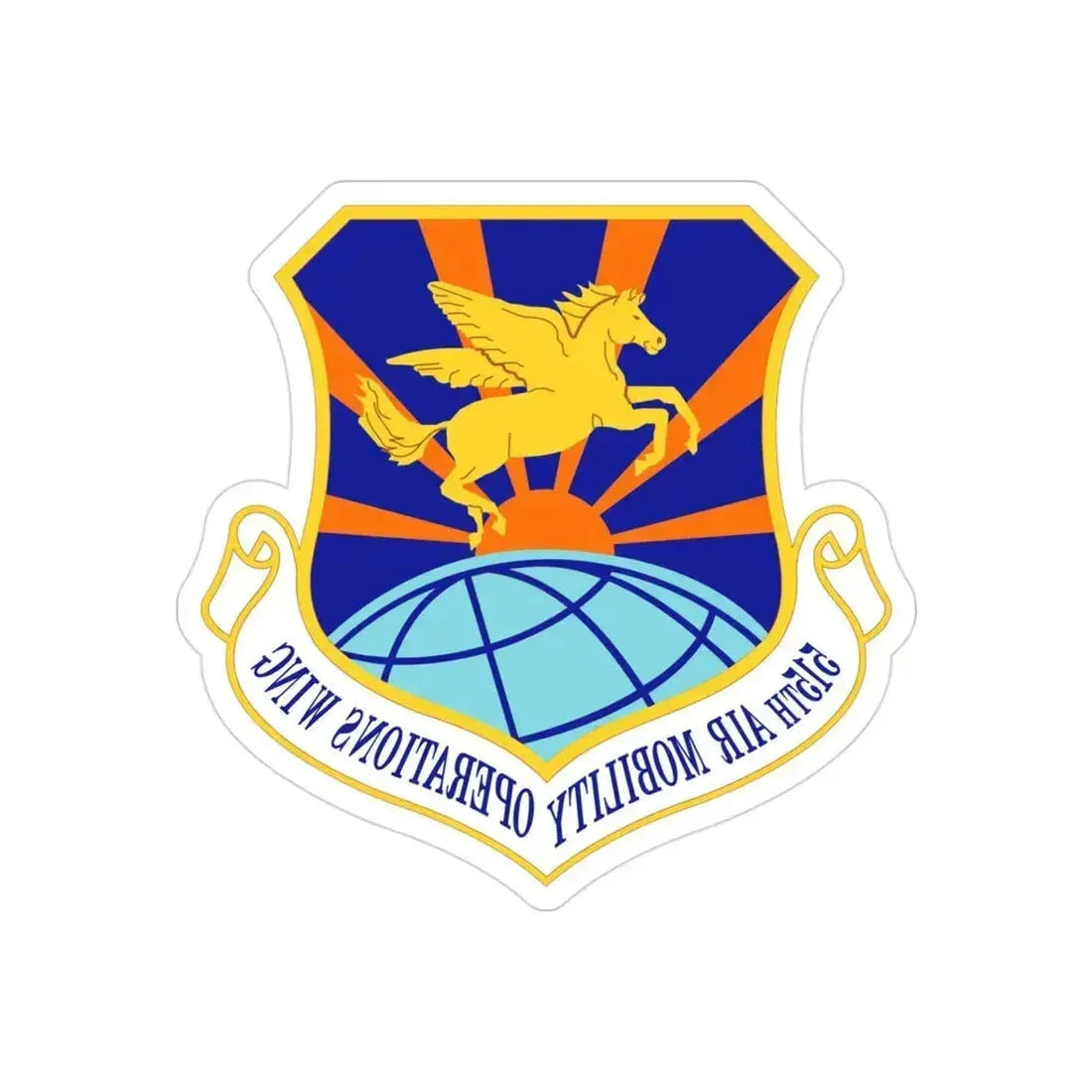 515 Air Mobility Operations Wing AMC (U.S. Air Force) REVERSE PRINT Transparent Die-Cut STICKER 3 Inch Die-Cut Transparent - The Sticker Space