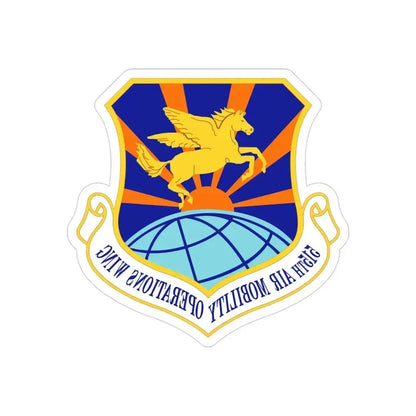 515 Air Mobility Operations Wing AMC (U.S. Air Force) REVERSE PRINT Transparent Die-Cut STICKER 3 Inch Die-Cut Transparent - The Sticker Space