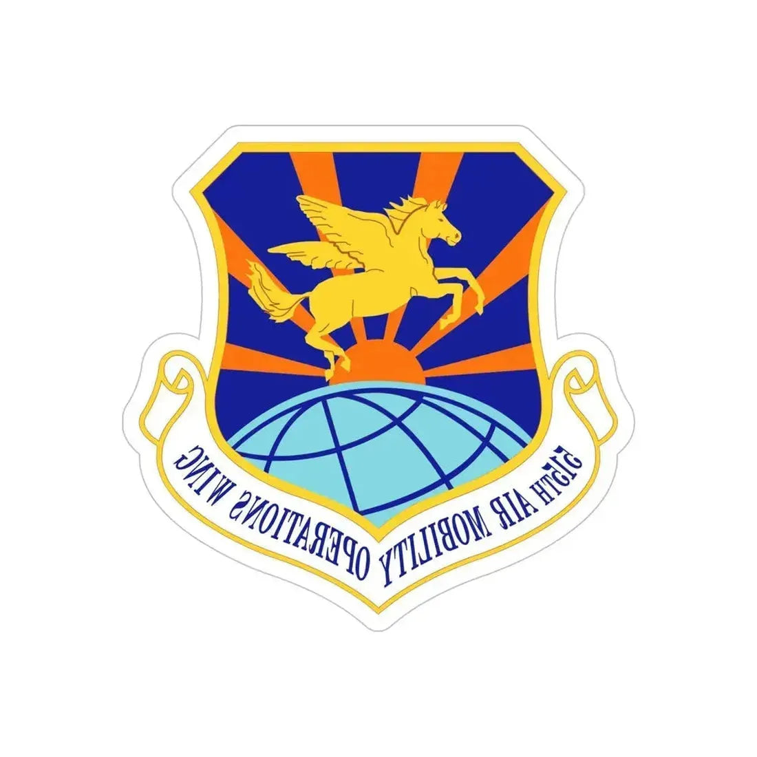 515 Air Mobility Operations Wing AMC (U.S. Air Force) REVERSE PRINT Transparent Die-Cut STICKER 5 Inch Die-Cut Transparent - The Sticker Space