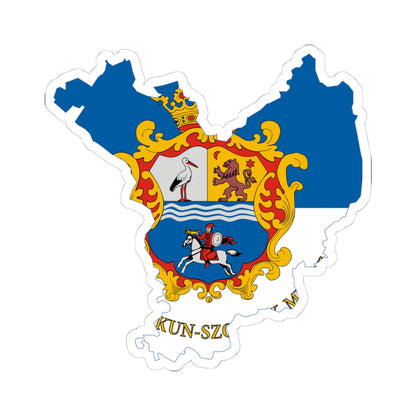 Flag-map of Jasz-Nagykun-Szolnok County (Hungary) STICKER Vinyl Kiss-Cut Decal