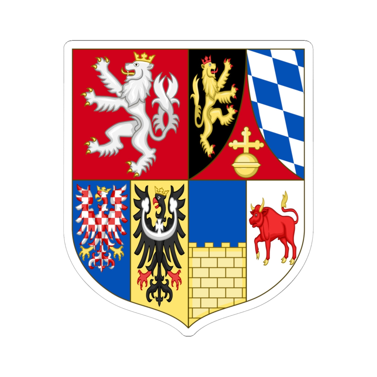 Arms of Frederick V of the Palatinate as King of Bohemia (Czech Republic) (Coat of Arms) STICKER Vinyl Kiss-Cut Decal