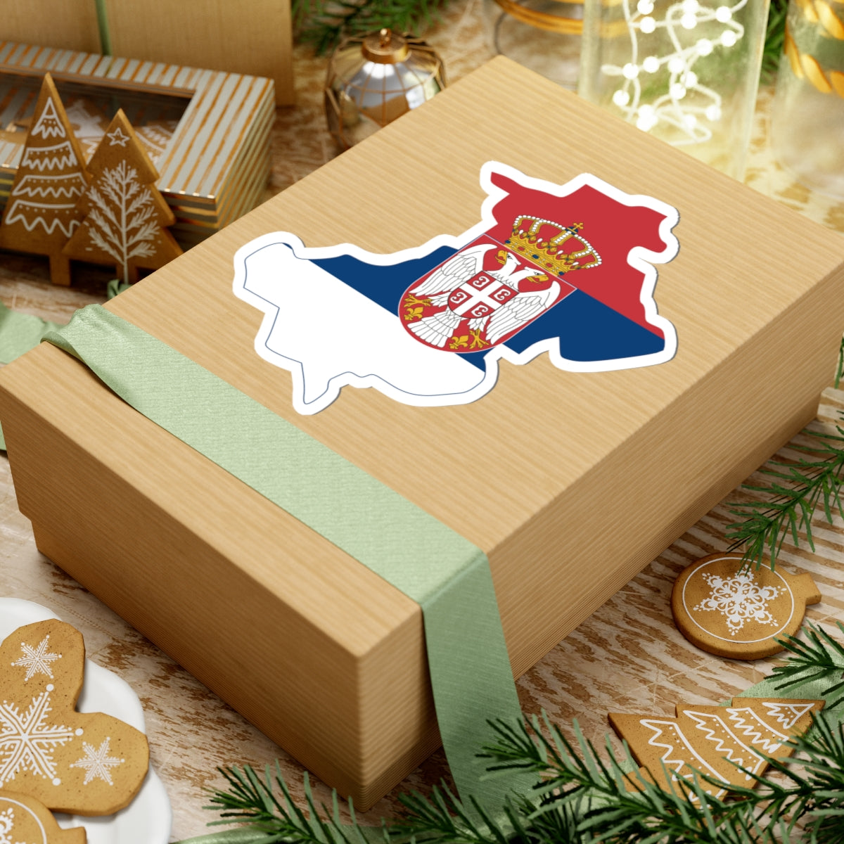 Flag-map of North Kosovo Serbia (Serbia) STICKER Vinyl Kiss-Cut Decal