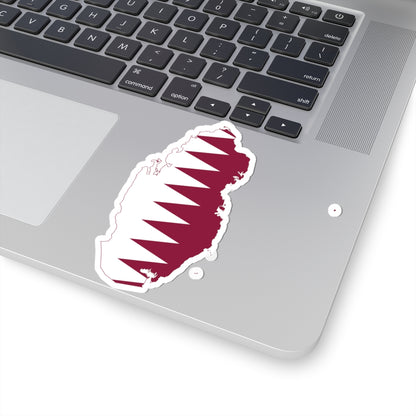 Flag-map of Qatar precise boundaries (Qatar) STICKER Vinyl Kiss-Cut Decal