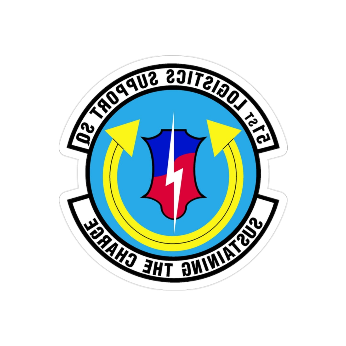 51st Logistics Support Squadron (U.S. Air Force) REVERSE PRINT Transparent STICKER-2" × 2"-The Sticker Space