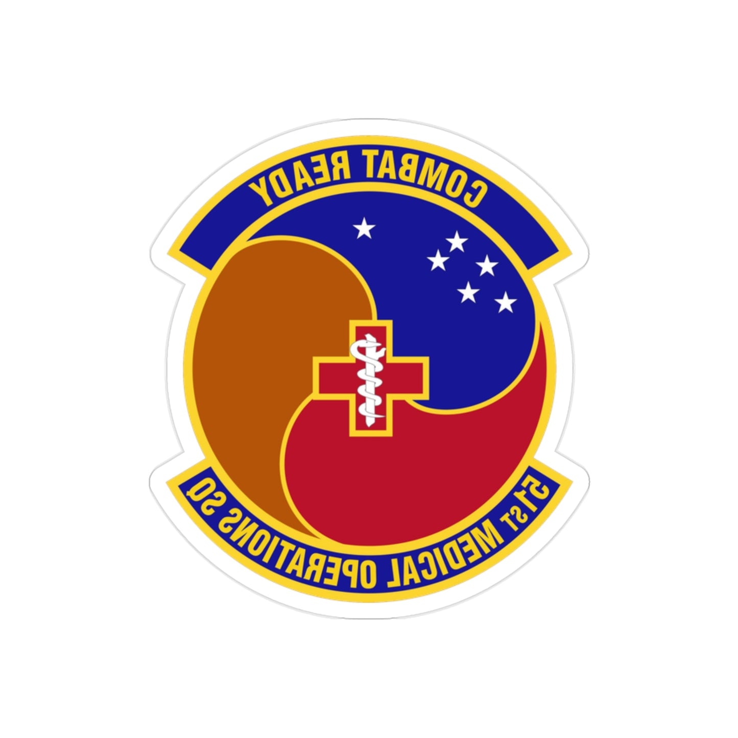 51st Medical Operations Squadron (U.S. Air Force) REVERSE PRINT Transparent STICKER-2" × 2"-The Sticker Space