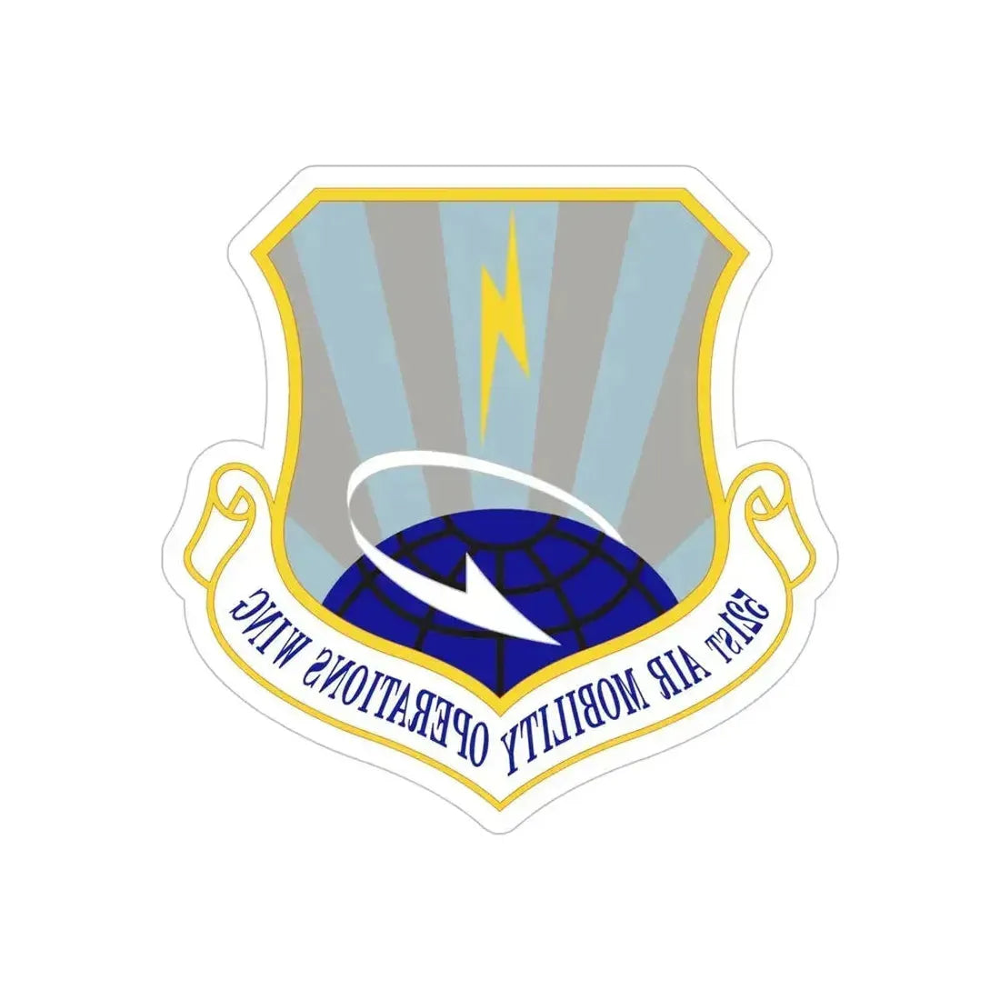 521st Air Mobility Operations Wing (U.S. Air Force) REVERSE PRINT Transparent Die-Cut STICKER 5 Inch Die-Cut Transparent - The Sticker Space