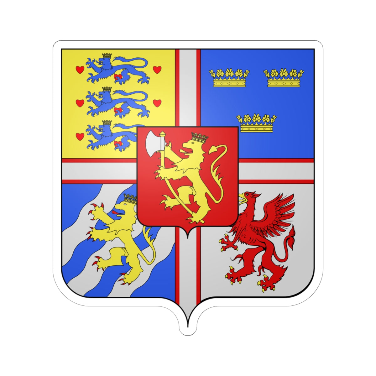 Armoiries Eric de Poméranie roi de Danemark (Denmark) (Coat of Arms) STICKER Vinyl Kiss-Cut Decal