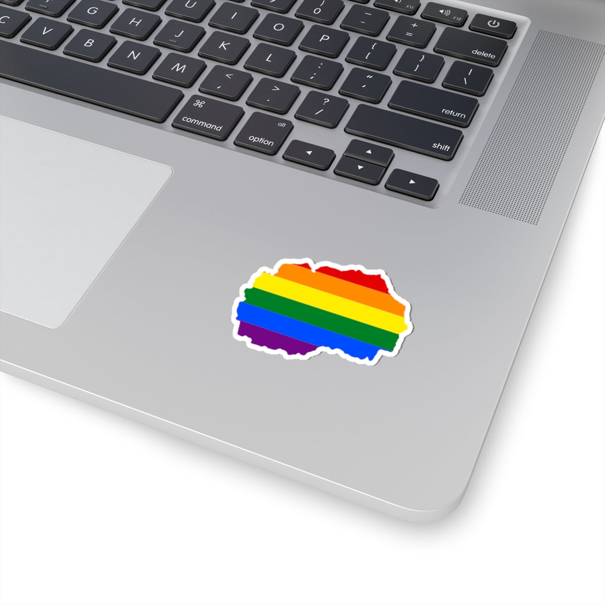 LGBT flag map of North Macedonia (North Macedonia) STICKER Vinyl Kiss-Cut Decal