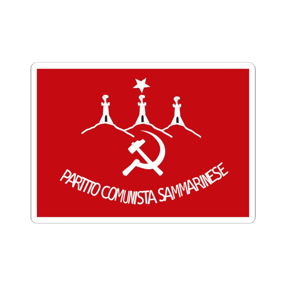 Sammarinese Communist Party flag 1950s (San Marino) STICKER Vinyl Kiss-Cut Decal
