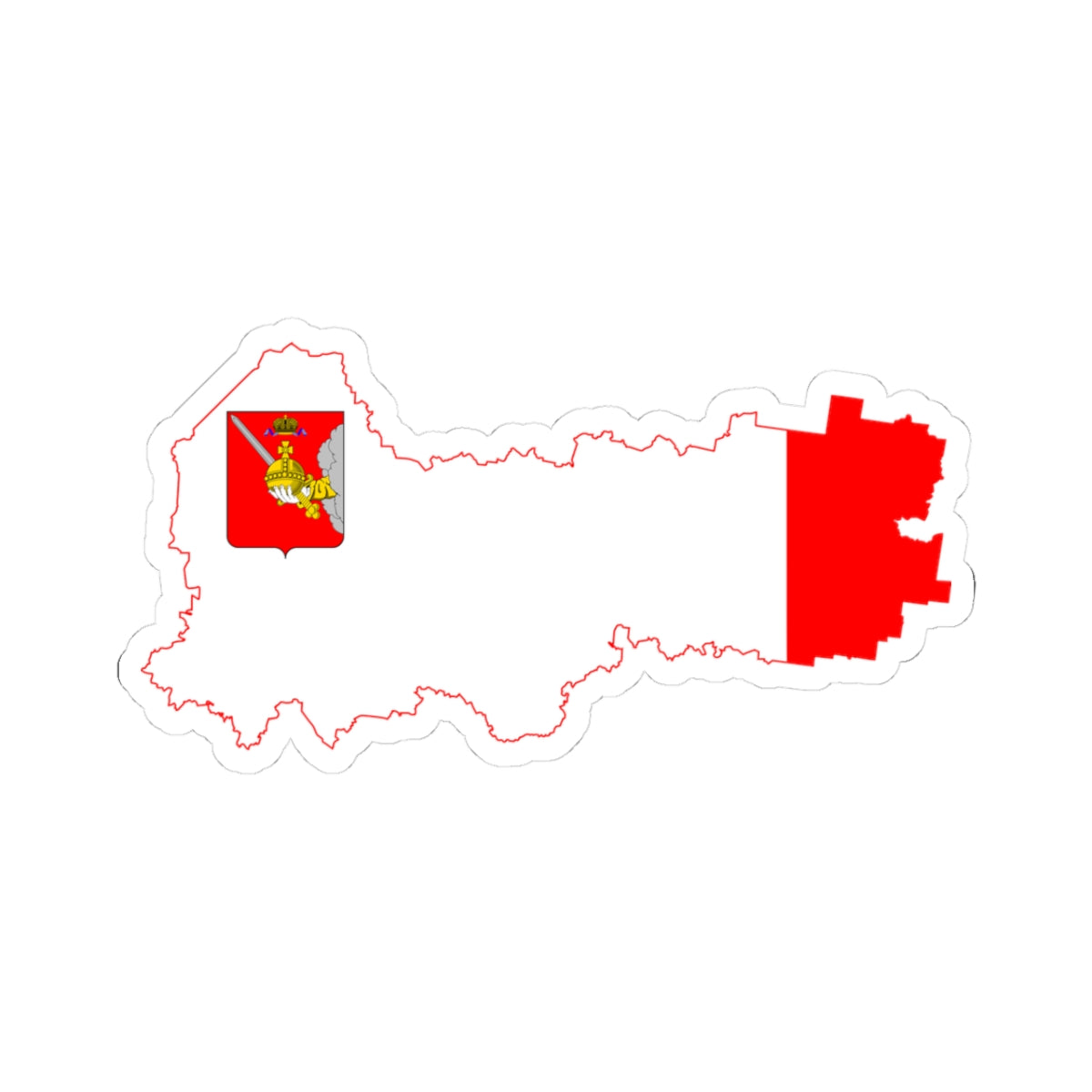 Flag-map of Vologda Oblast (Russia) STICKER Vinyl Kiss-Cut Decal