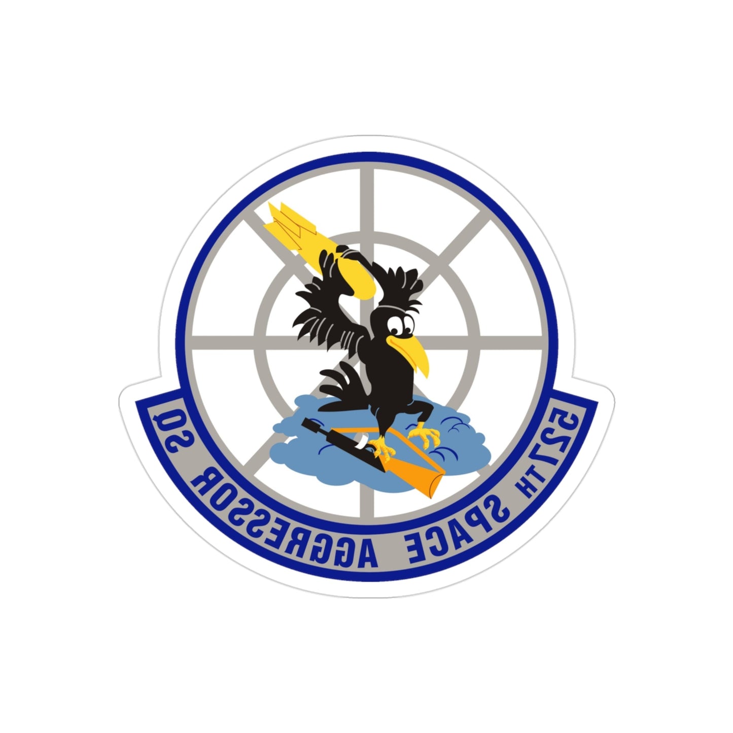 527th Space Aggressor Squadron (U.S. Air Force) REVERSE PRINT Transparent STICKER-3" × 3"-The Sticker Space