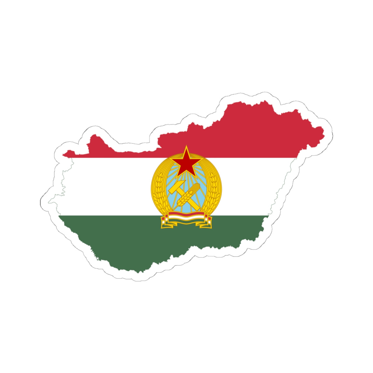 Flag-map of Hungary 1949-1956 (Hungary) STICKER Vinyl Kiss-Cut Decal