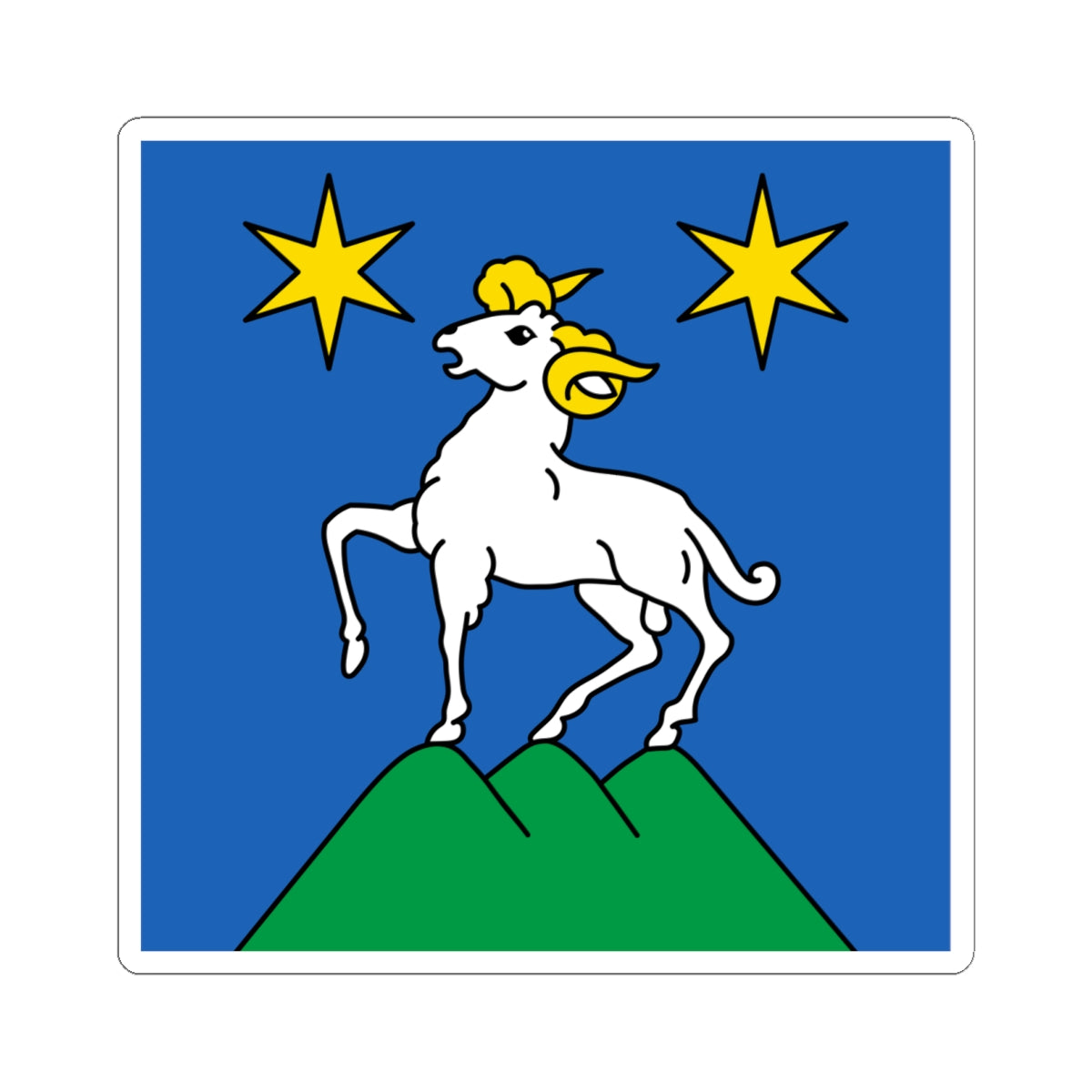 CHE Herens District Flag (Switzerland) STICKER Vinyl Kiss-Cut Decal