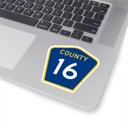 County 16 MN (Minnesota) (Road Sign) STICKER Vinyl Kiss-Cut Decal