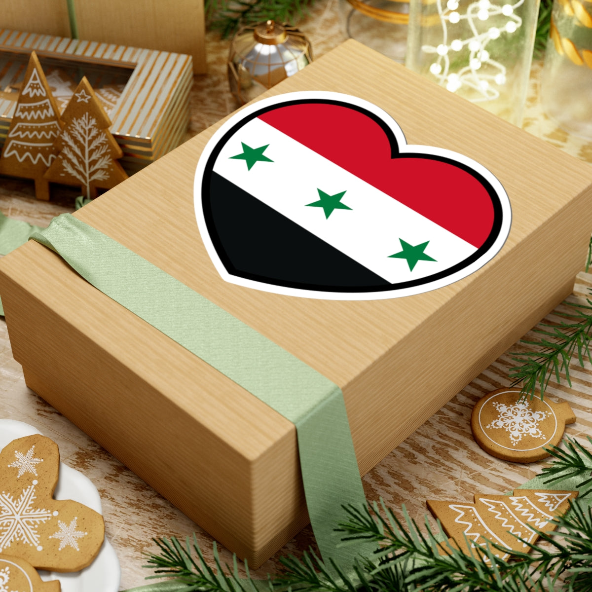 Iraq 1963-1991 and Syria 1963-1972 flag heart (Iraq) STICKER Vinyl Kiss-Cut Decal