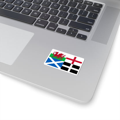 Flags of Wales England Scotland and Cornwall (England) STICKER Vinyl Kiss-Cut Decal