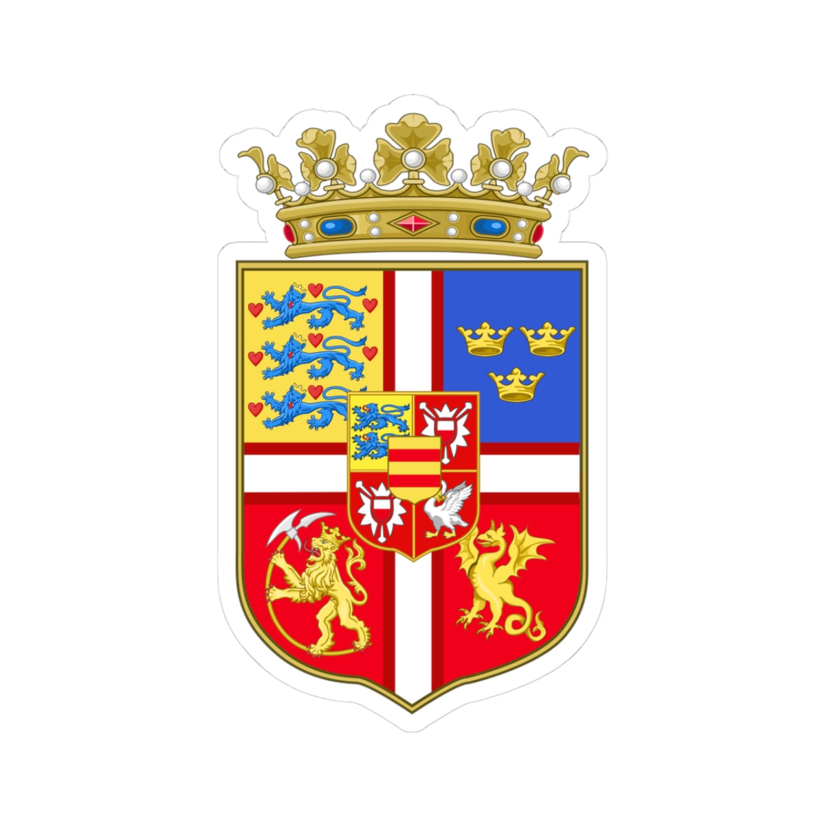 Armoiries du roi Jean Ier du Danemark (Denmark) (Coat of Arms) STICKER Vinyl Kiss-Cut Decal