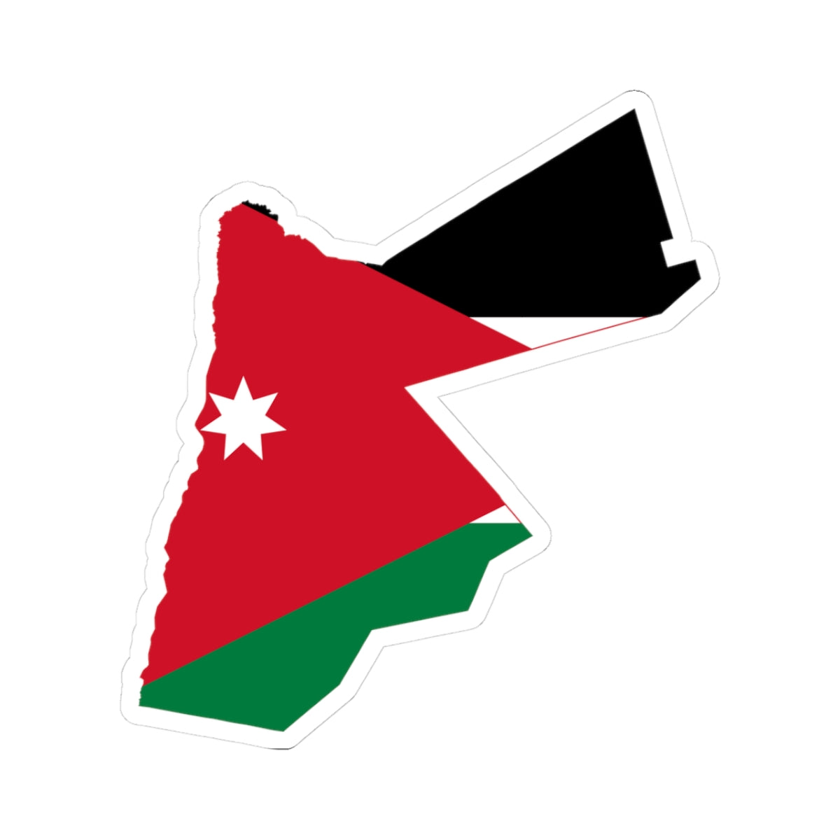 Flag-map of Jordan precise boundaries (Jordan) STICKER Vinyl Kiss-Cut Decal
