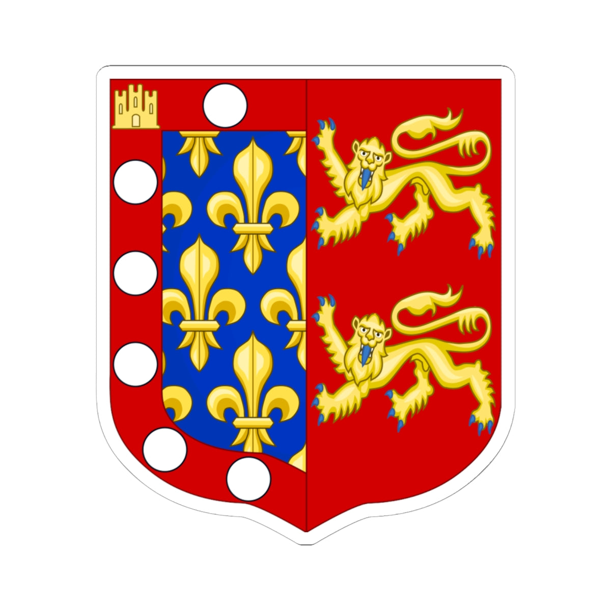 Arms of Robert of Alençon Count of Perche (Spain) (Coat of Arms) STICKER Vinyl Kiss-Cut Decal