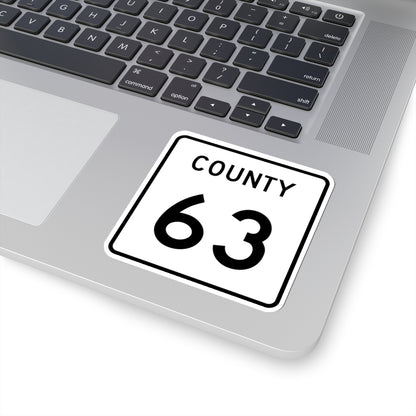 County 63 square (Minnesota) (Road Sign) STICKER Vinyl Kiss-Cut Decal