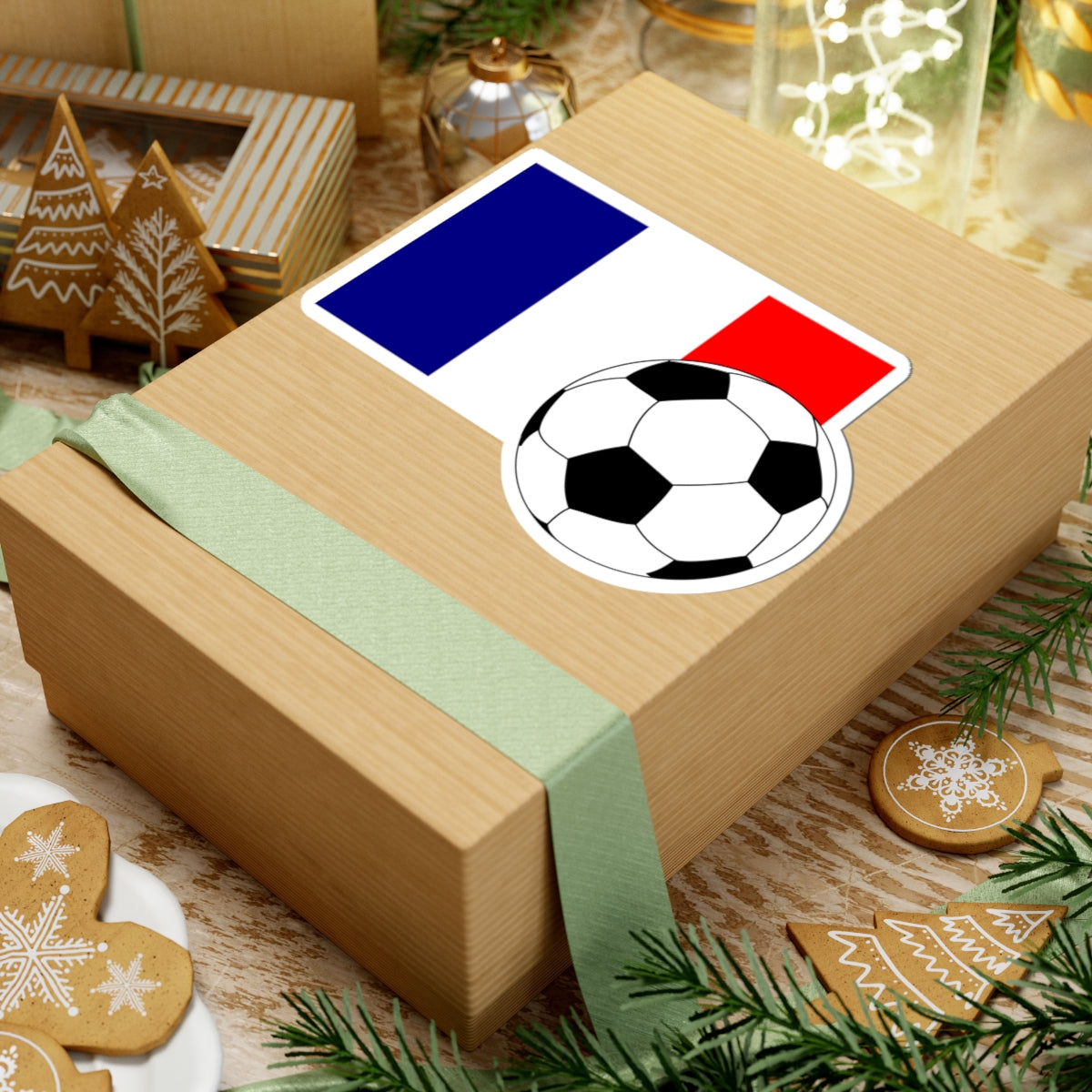 Flag of France with football (France) STICKER Vinyl Kiss-Cut Decal