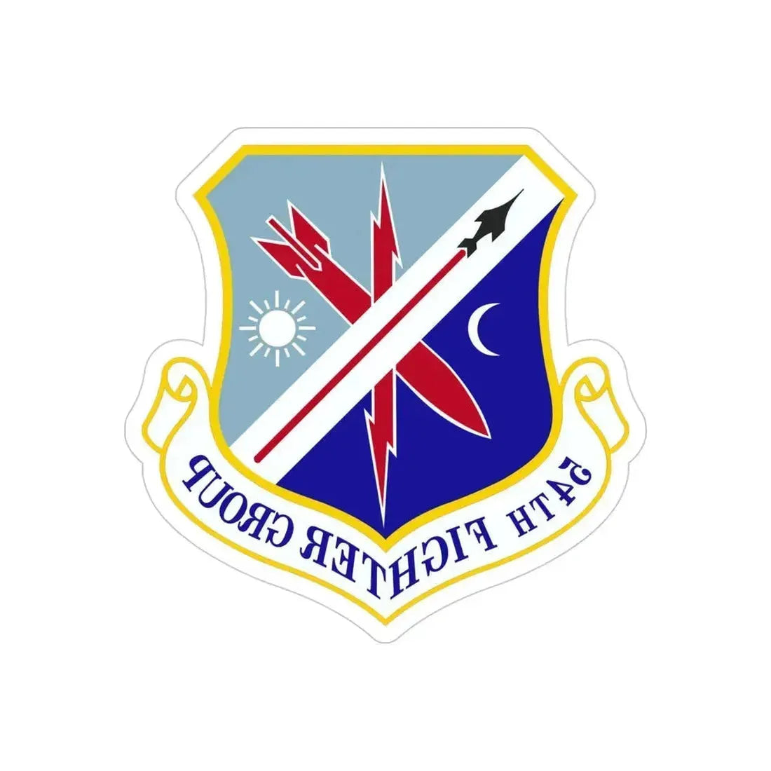 54th Fighter Group (U.S. Air Force) REVERSE PRINT Transparent Die-Cut STICKER 4 Inch Die-Cut Transparent - The Sticker Space