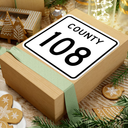County 108 square (Minnesota) (Road Sign) STICKER Vinyl Kiss-Cut Decal