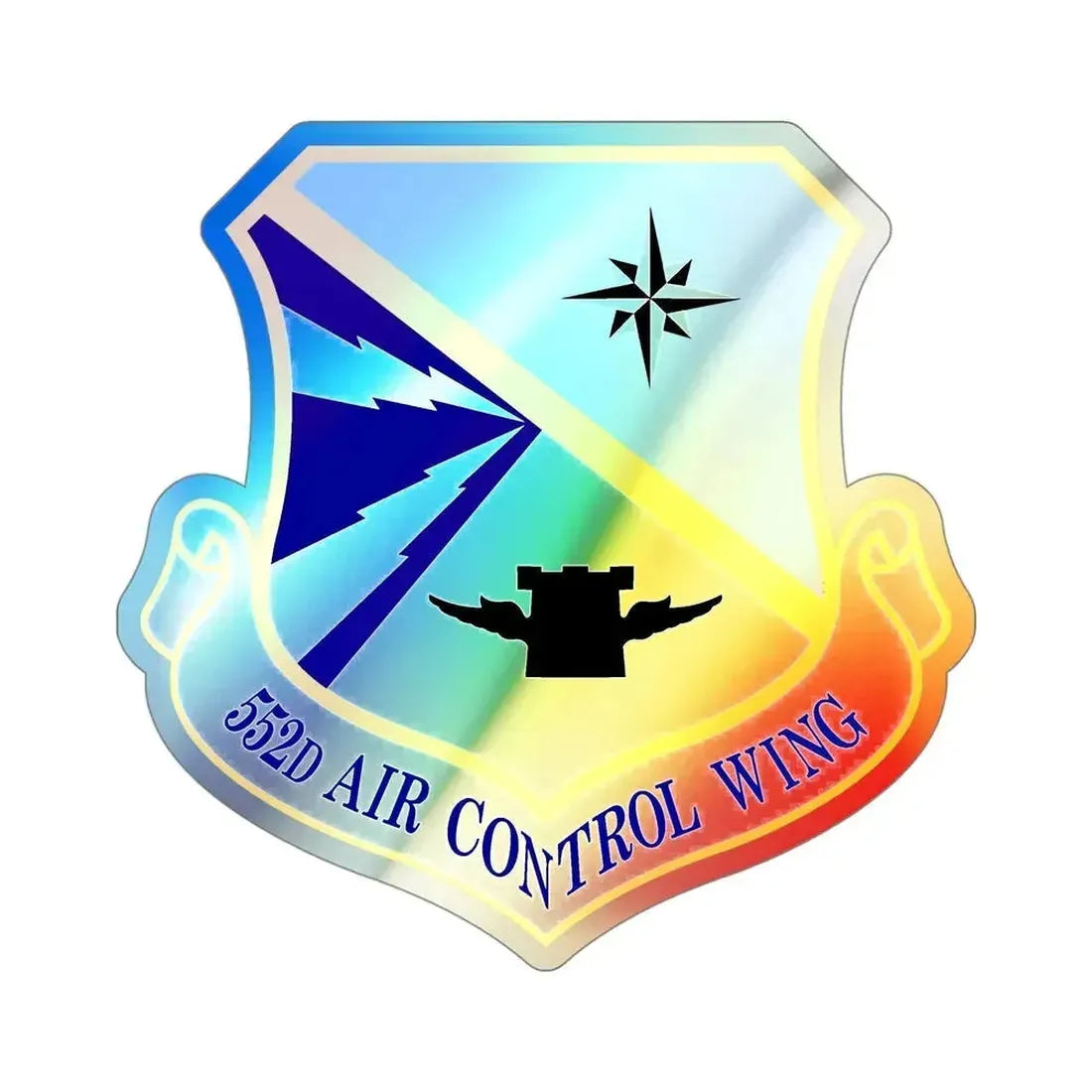 552d Air Control Wing (U.S. Air Force) Holographic STICKER Die-Cut Vinyl Decal 4 Inch Holographic - The Sticker Space