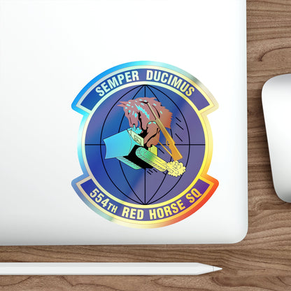 554 RED HORSE Squadron PACAF (U.S. Air Force) Holographic STICKER Die-Cut Vinyl Decal-The Sticker Space