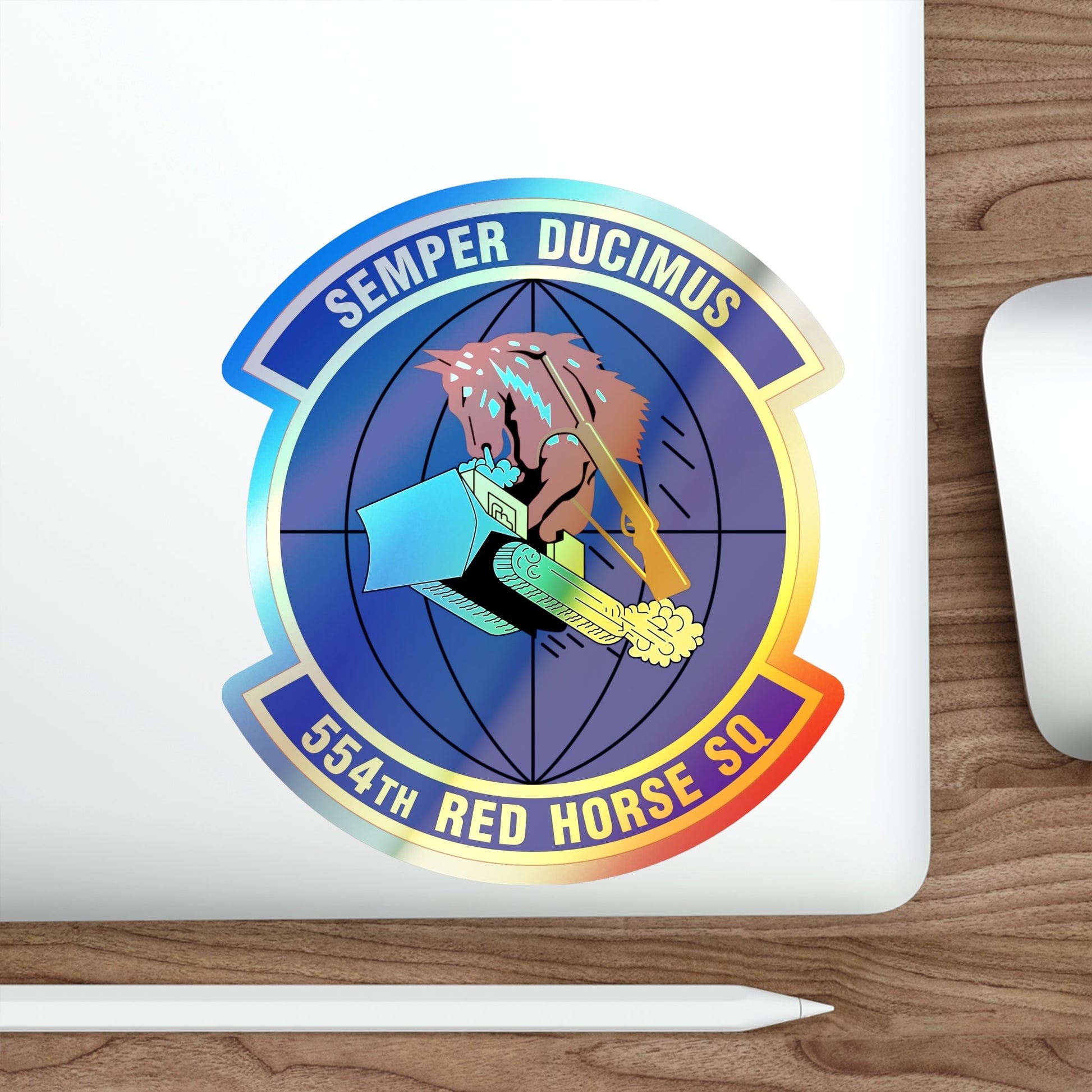 554 RED HORSE Squadron PACAF (U.S. Air Force) Holographic STICKER Die-Cut Vinyl Decal-The Sticker Space